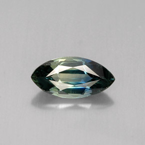 0.82캐럿 천연 푸르스름한 그린 사파이어, 마퀴즈, 8.5×4.2 mm, VVS