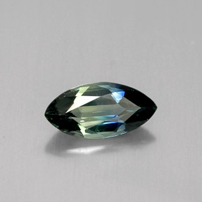 0.82캐럿 천연 푸르스름한 그린 사파이어, 마퀴즈, 8.5×4.2 mm, VVS
