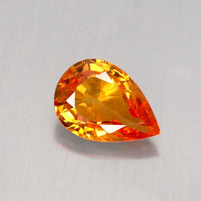 0.83캐럿 천연 만다린 오렌지 사파이어, 배 모양, 7.1×5 mm, IF
