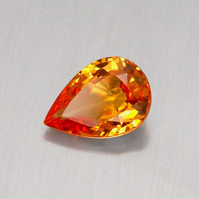 0.83캐럿 천연 만다린 오렌지 사파이어, 배 모양, 7.1×5 mm, IF