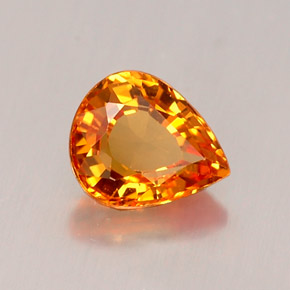 0.76캐럿 천연 만다린 오렌지 사파이어, 배 모양, 6×5 mm, IF
