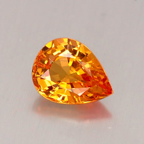 0.69캐럿 천연 만다린 오렌지 사파이어, 배 모양, 6.2×4.8 mm, VVS