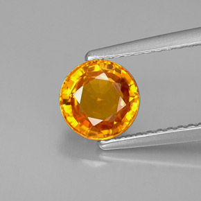 1.55캐럿 천연 만다린 오렌지 사파이어, 라운드 컷, 6.57 mm, VVS