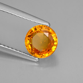 1.55캐럿 천연 만다린 오렌지 사파이어, 라운드 컷, 6.57 mm, VVS