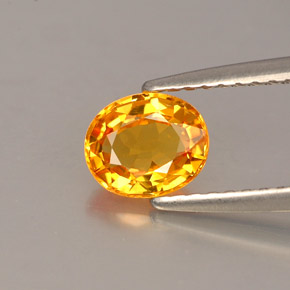 0.87캐럿 천연 옐로우 오렌지 사파이어, 타원형 컷, 6.2×5.2 mm, VVS
