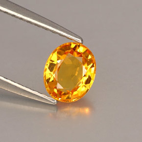 0.87캐럿 천연 옐로우 오렌지 사파이어, 타원형 컷, 6.2×5.2 mm, VVS
