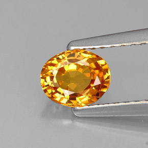 0.69캐럿 천연 옐로우 오렌지 사파이어, 타원형 컷, 5.8×4.7 mm, VVS