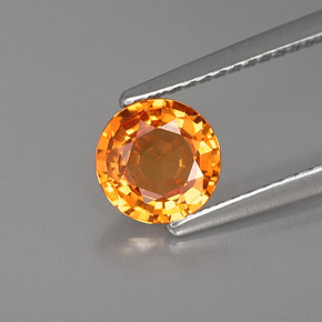 1.07캐럿 천연 옐로우 오렌지 사파이어, 라운드 컷, 6.46 mm, VVS-VS