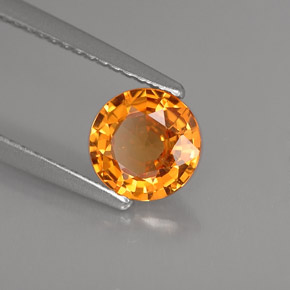 1.07캐럿 천연 옐로우 오렌지 사파이어, 라운드 컷, 6.46 mm, VVS-VS