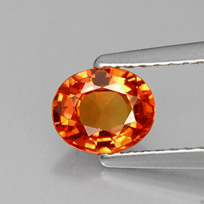 0.81캐럿 천연 만다린 오렌지 사파이어, 타원형 컷, 6.1×5.1 mm, VVS-VS