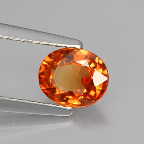 0.81캐럿 천연 만다린 오렌지 사파이어, 타원형 컷, 6.1×5.1 mm, VVS-VS