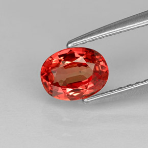 0.86캐럿 천연 레드 오렌지 사파이어, 타원형 컷, 6.2×4.8 mm, VVS-VS