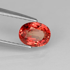 0.86캐럿 천연 레드 오렌지 사파이어, 타원형 컷, 6.2×4.8 mm, VVS-VS