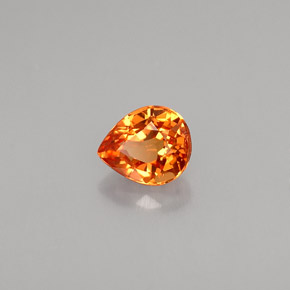 0.61캐럿 천연 만다린 오렌지 사파이어, 배 모양, 5.5×4.6 mm, VVS