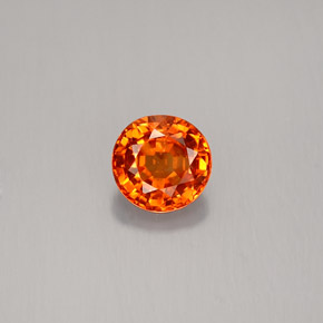 0.66캐럿 천연 만다린 오렌지 사파이어, 라운드 컷, 5.09 mm, VS