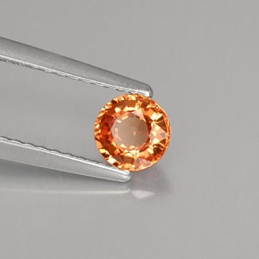 0.57캐럿 천연 옐로우 오렌지 사파이어, 라운드 컷, 4.90 mm, VVS