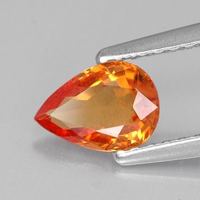 0.72캐럿 천연 만다린 오렌지 사파이어, 배 모양, 6.9×4.9 mm, VVS-VS