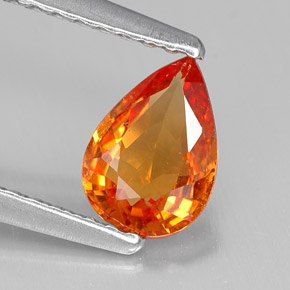 0.72캐럿 천연 만다린 오렌지 사파이어, 배 모양, 6.9×4.9 mm, VVS-VS
