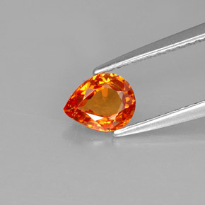 0.73캐럿 천연 만다린 오렌지 사파이어, 배 모양, 6.2×4.9 mm, VVS