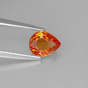 0.73캐럿 천연 만다린 오렌지 사파이어, 배 모양, 6.2×4.9 mm, VVS