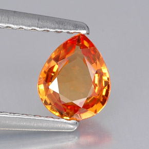 0.60캐럿 천연 만다린 오렌지 사파이어, 배 모양, 6×5 mm, VVS-VS