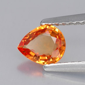 0.60캐럿 천연 만다린 오렌지 사파이어, 배 모양, 6×5 mm, VVS-VS