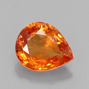0.70캐럿 천연 만다린 오렌지 사파이어, 배 모양, 6×4.9 mm, VS