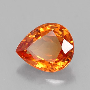 0.70캐럿 천연 만다린 오렌지 사파이어, 배 모양, 6×4.9 mm, VS