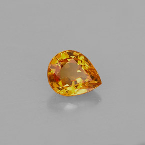 0.78캐럿 천연 옐로우 오렌지 사파이어, 배 모양, 6×5 mm, VVS-VS
