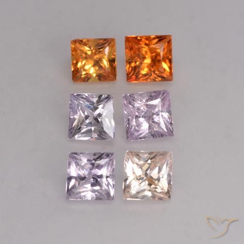 1.16캐럿 천연 멀티컬러 사파이어 보석, 스퀘어, 3.1×3.1 mm, VVS
