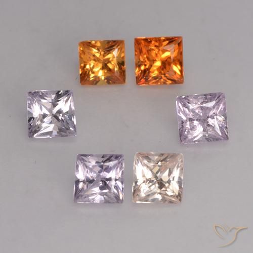 1.16캐럿 천연 멀티컬러 사파이어 보석, 스퀘어, 3.1×3.1 mm, VVS