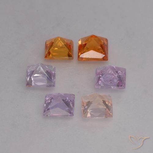 1.16캐럿 천연 멀티컬러 사파이어 보석, 스퀘어, 3.1×3.1 mm, VVS