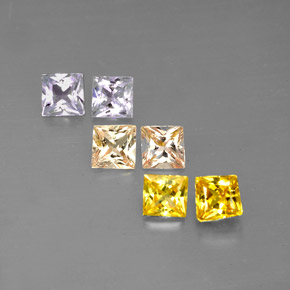 캐럿 천연 멀티컬러 사파이어 보석, 스퀘어, 2.9×2.8 mm, VVS-VS