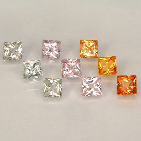 캐럿 천연 멀티컬러 사파이어 보석, 스퀘어, 3.1×2.9 mm, VVS