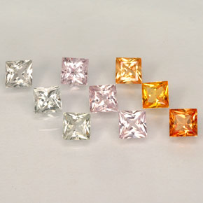 캐럿 천연 멀티컬러 사파이어 보석, 스퀘어, 3.1×2.9 mm, VVS