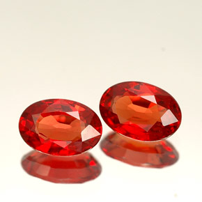 캐럿 천연 붉은빛 오렌지 사파이어 보석, 타원형 컷, 6.2×4.2 mm, VVS