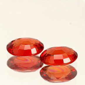 캐럿 천연 붉은빛 오렌지 사파이어 보석, 타원형 컷, 6.2×4.2 mm, VVS
