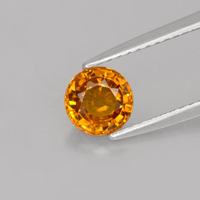 1.11캐럿 천연 만다린 오렌지 사파이어, 라운드 컷, 5.86 mm, VS