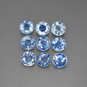 캐럿 천연 라이트 블루 사파이어 보석, 라운드 컷, 3.61 mm, VVS-VS