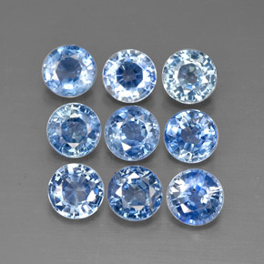 캐럿 천연 라이트 블루 사파이어 보석, 라운드 컷, 3.61 mm, VVS-VS