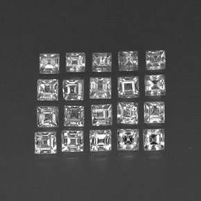 캐럿 천연 화이트 사파이어 보석, 스퀘어, 2.4×2.4 mm, VVS