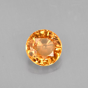 1.12캐럿 천연 옐로우 오렌지 사파이어, 라운드 컷, 5.96 mm, VS