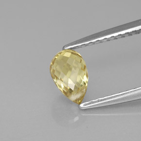 1.00캐럿 천연 옐로우 사파이어, 브리올레트, 6.4×4.2 mm, VVS-VS