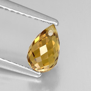 1.11캐럿 천연 골든 옐로우 사파이어, 브리올레트, 6.5×4.3 mm, VVS-VS