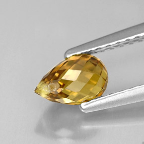 1.11캐럿 천연 골든 옐로우 사파이어, 브리올레트, 6.5×4.3 mm, VVS-VS