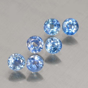 캐럿 천연 라이트 블루 사파이어 보석, 라운드 컷, 3.45 mm, VVS-VS
