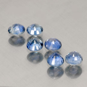캐럿 천연 라이트 블루 사파이어 보석, 라운드 컷, 3.45 mm, VVS-VS