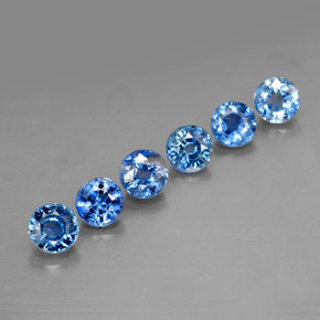 캐럿 천연 라이트 블루 사파이어 보석, 라운드 컷, 3.57 mm, VVS-VS