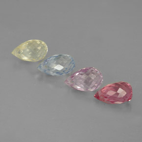 캐럿 천연 멀티컬러 사파이어 보석, 브리올레트, 5.5×3.5 mm, VVS-VS