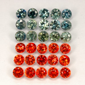 캐럿 천연 멀티컬러 사파이어 보석, 라운드 컷, 2.92 mm, VVS-VS
